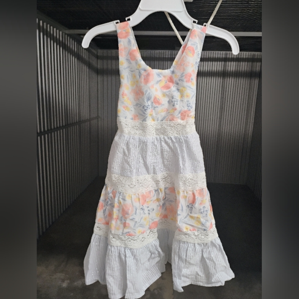 Charming Floral Kids Dress with Lace Accents